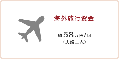 海外旅行資金約58万円/回(夫婦二人)